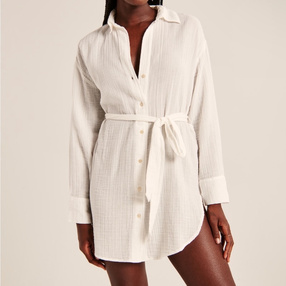 NWT Abercrombie Gauzy Beach Mini Dress Coverup